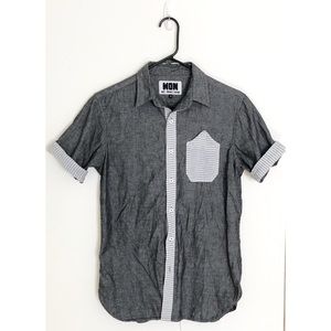 W.O.N. Short Sleeve Men’s Gray Button Down